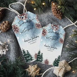 Etiqueta Para Presente Neve no amor pinheiros nevados banquete de noivado