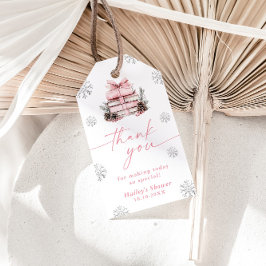 Etiqueta Para Presente New Chapter Begins Pink Bow Winter Baby Shower
