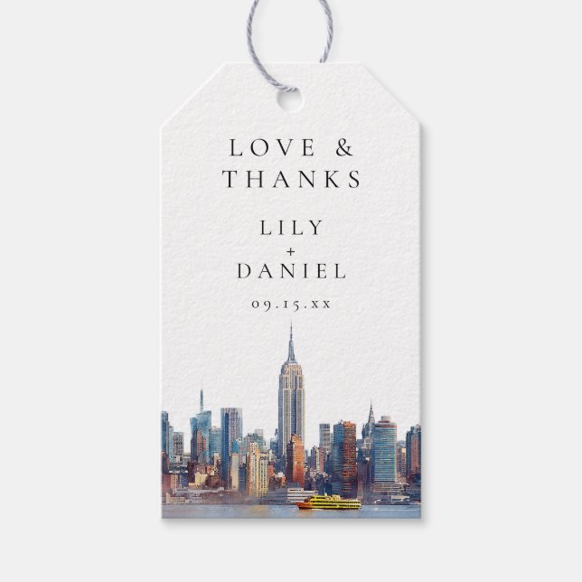 Etiqueta Para Presente New York Skyline Wedding Thank You (Frente)