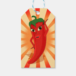 Etiqueta Para Presente Newsprint Halftones Red Pepper Diva