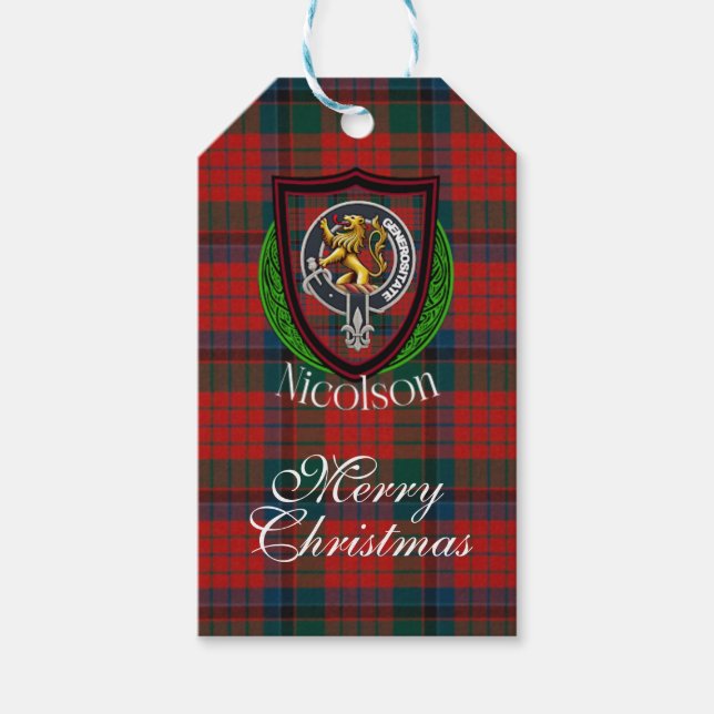 Etiqueta Para Presente Nicolson Scottish Clan Tartan & Crest (Frente)