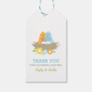 Etiqueta Para Presente Ninho Aves Primavera Baby Boy Chá Blue Orange