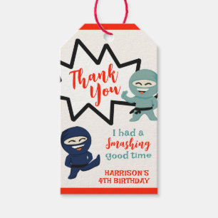 Etiqueta Para Presente Ninja Karate Aniversário Colorida