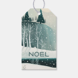 Etiqueta Para Presente NOEL. Floresta de inverno no Natal