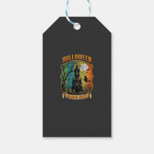 Etiqueta Para Presente Noite de Terror do Halloween Casa Assombrada Bruxa