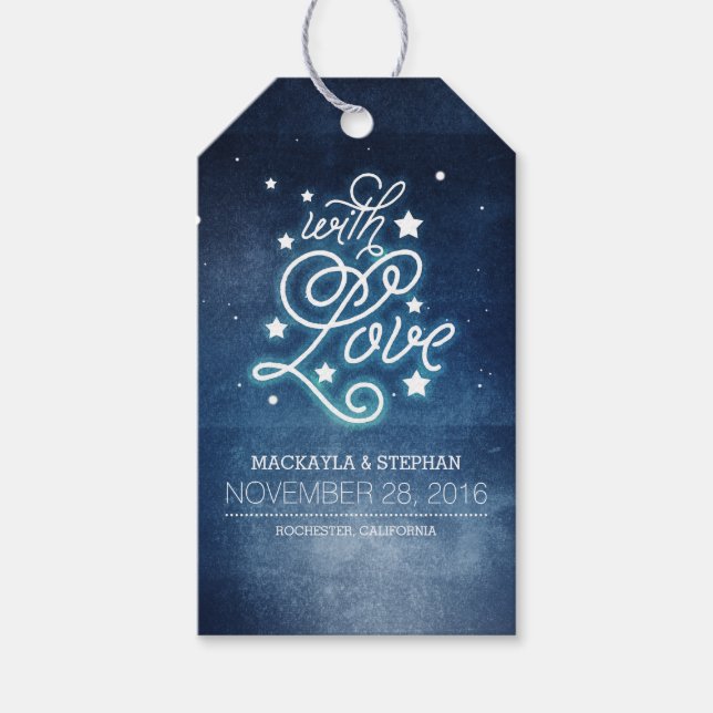Etiqueta Para Presente Noite e Estrelas Casamento Romântico (Frente)