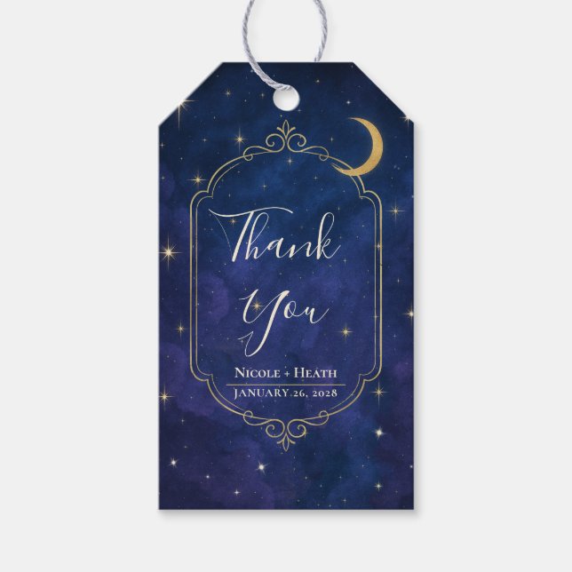 Etiqueta Para Presente Noite Entre as Estrelas Céu Celestial Casamento  (Frente)