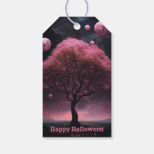 Etiqueta Para Presente Noite Escura da Lua Vermelha Rosa do Partido das H