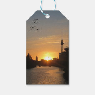 Etiqueta Para Presente Noite Fernsehturm da skyline de Berlim Alemanha