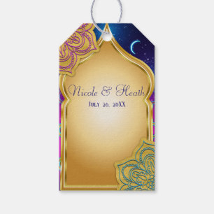 Etiqueta Para Presente Noites Glam Gold Árabes da Lua Azul Casamento Roxo