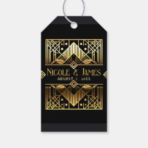 Etiqueta Para Presente Noiva Art Déco Preto e Dourado