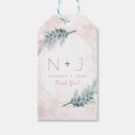 Etiqueta Para Presente Noiva Botânica Geométrica em Aquarela Rosa Corado