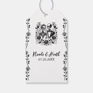 Etiqueta Para Presente Noiva de Videira de Rosa Floral Esqueleto Preto Br