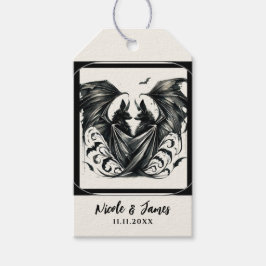 Etiqueta Para Presente Noiva Morcegos Amor Gótico Prata Creme Preto