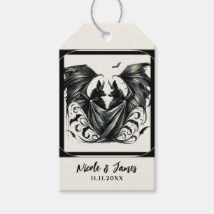 Etiqueta Para Presente Noiva Morcegos Amor Gótico Prata Creme Preto