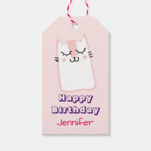 Etiqueta Para Presente Noivado de Gatinhos Dormindo Rosa