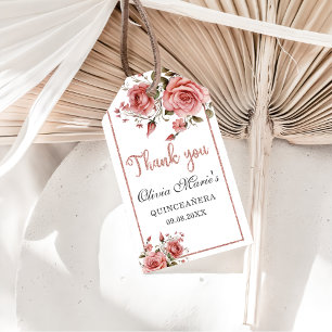 Etiqueta Para Presente Noivado de Quinceanera Floral Cor-de-Rosa Escamufl
