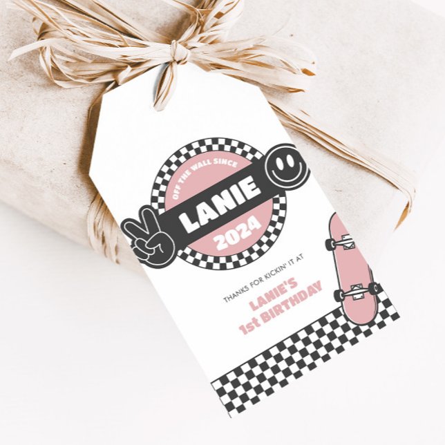 Etiqueta Para Presente Noivado do Skateboard Checkered Girls (Criador carregado)