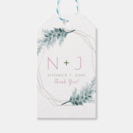 Etiqueta Para Presente Noivado Geométrico Botânico Glamouroso em Dourado 