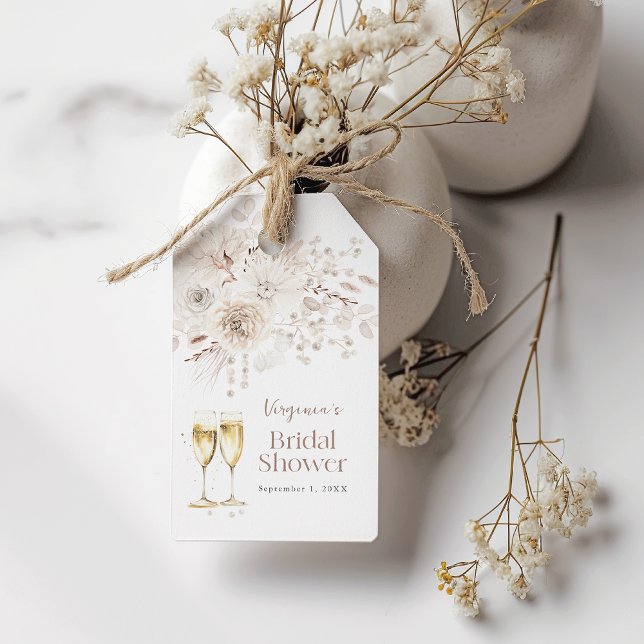 Etiqueta Para Presente Noivas Pérolas e Prosecco (Pearls and Prosecco Bridal Gift Tags
)