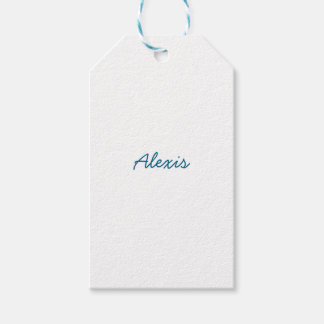 Etiqueta Para Presente Nome Caligrafia Script Simples Branco Azul