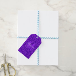 Etiqueta Para Presente Nome com Letra Inicial em Glitter Roxo Moderno