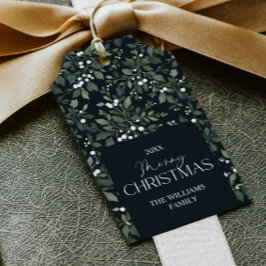 Etiqueta Para Presente Nome da Família Botânica de Bagas Brancas Elegante