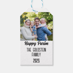 Etiqueta Para Presente Nome da Família de Fotografias Purim