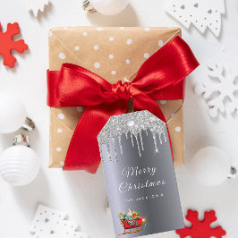 Etiqueta Para Presente Nome da família de trenó vermelho prateado