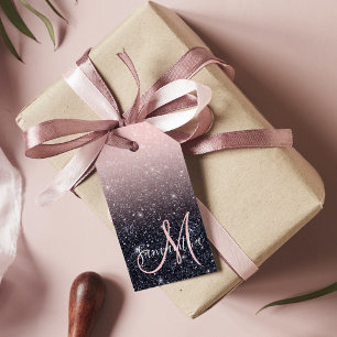 Etiqueta Para Presente Nome de cintilações preto e rosa modernos