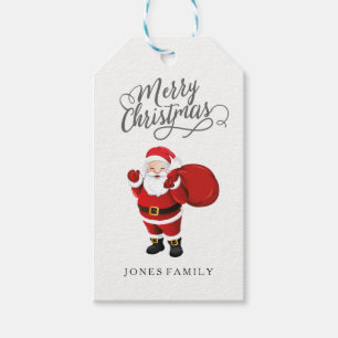 Etiqueta Para Presente Nome de família de Papai Noel do Feliz Natal