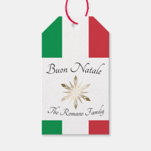 Etiqueta Para Presente Nome de Família Italiano Buon Natale Bandeira e Fl