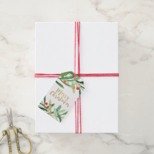 Etiqueta Para Presente Nome do Feliz Natal da grinalda do azevinho