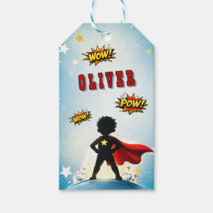 Etiqueta Para Presente Nome do Menino Super-Herói no Estilo de Quadrinhos