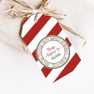 Etiqueta Para Presente Nome do Natal da oficina do papai noel