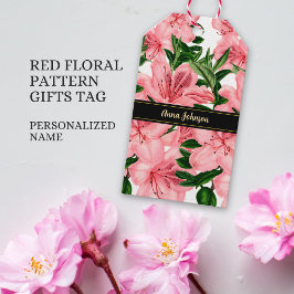 Etiqueta Para Presente Nome e logotipo da empresa Red Floral Elegante