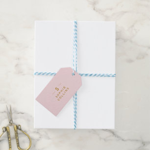 Etiqueta Para Presente Nome Elegante Mínimo Dourado Mínimo Cor-de-rosa-