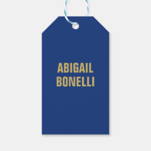 Etiqueta Para Presente Nome minimalista personalizado ousado dourado azul