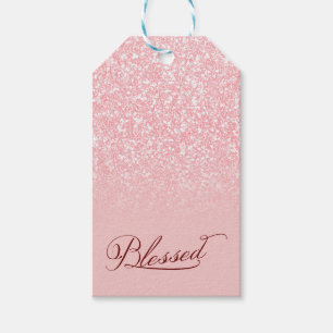 Etiqueta Para Presente Nome Personalizado Abençoado Cor da Largura Rosa