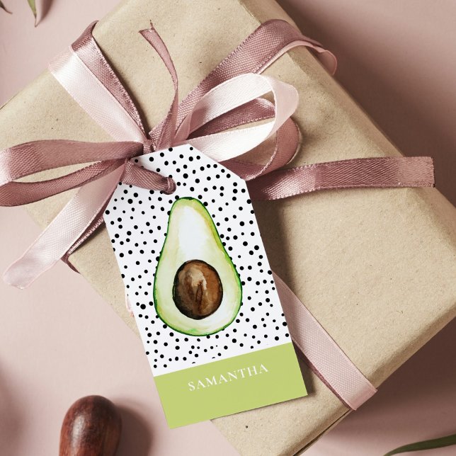 Etiqueta Para Presente Nome Personalizado do Avocado Verde Moderno (Criador carregado)