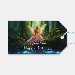 Etiqueta Para Presente Nome Personalizado Fada Floresta Floresta Feliz An