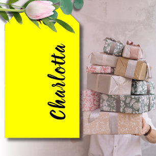 Etiqueta Para Presente Nome Personalizado Preto   Cor Amarelo-Neão