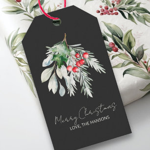 Etiqueta Para Presente Nome Watercolor Modern Script Merry Christmas