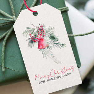 Etiqueta Para Presente Nome Watercolor Modern Script Merry Christmas