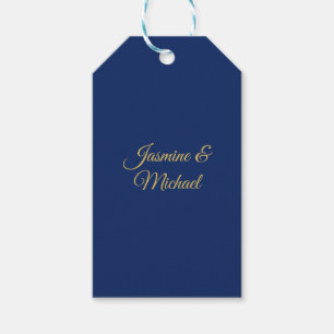 Etiqueta Para Presente Nomes de Casal de Caligrafia Chic Adorável Azul e