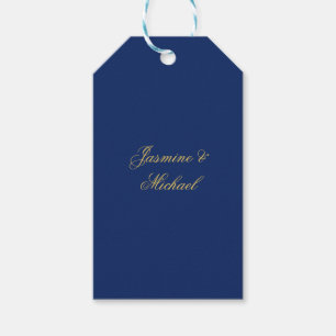 Etiqueta Para Presente Nomes de Casal de Caligrafia Chic Adorável Azul e