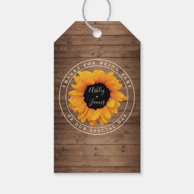Etiqueta Para Presente Nomes de girassol radiantes Obrigado (Frente)