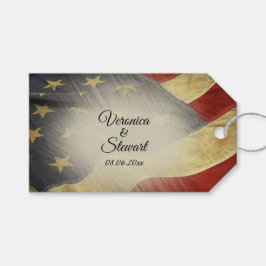 Etiqueta Para Presente Nomes de Sinalizador Americano e Data com Distânci