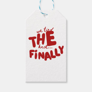 Etiqueta Para Presente Nós Damos o Nó... Finalmente Branco e Vermelho D