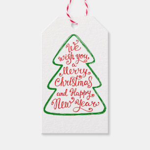 Etiqueta Para Presente Nós desejamos-lhe o Feliz Natal cumprimentos da